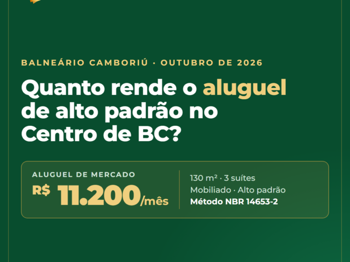 Estudo de caso: aluguel de mercado de R$ 11.200 por mês para apartamento de alto padrão no Centro de Balneário Camboriú
